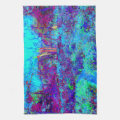 Psychedelisch Impressionistisch Blauer Garten Land Geschirrtuch (Vertikal)