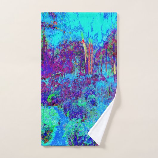 Psychedelisch Impressionistisch Blauer Garten Land Handtuch (Handtuch)