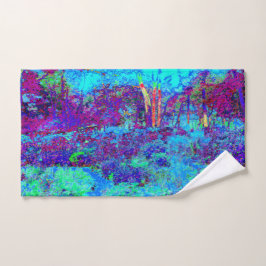 Psychedelisch Impressionistisch Blauer Garten Land Handtuch