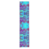 Psychedelisch Impressionistisch Blauer Garten Land Kurzer Tischläufer (Vorderseite)