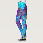 Psychedelisch Impressionistisch Blauer Garten Land Leggings (Links)
