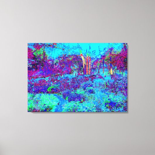 Psychedelisch Impressionistisch Blauer Garten Land Leinwanddruck (Vorderseite)