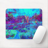 Psychedelisch Impressionistisch Blauer Garten Land Mousepad (Mit Mouse)