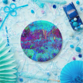 Psychedelisch Impressionistisch Blauer Garten Land Pappteller (Party)