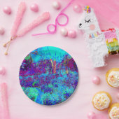 Psychedelisch Impressionistisch Blauer Garten Land Pappteller (Party)
