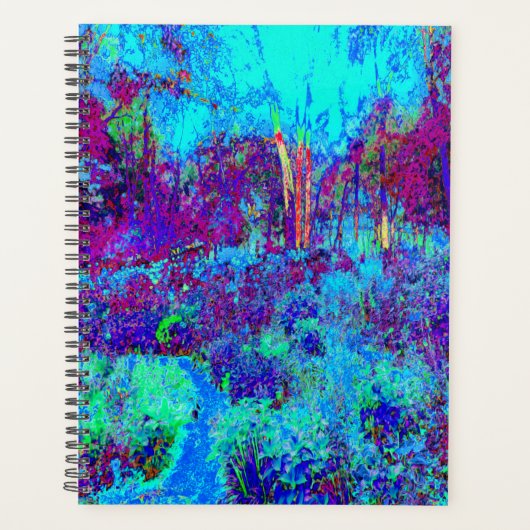 Psychedelisch Impressionistisch Blauer Garten Land Planer (Vorderseite)