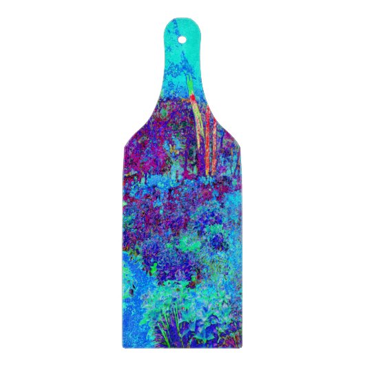Psychedelisch Impressionistisch Blauer Garten Land Schneidebrett (Vorderseite)