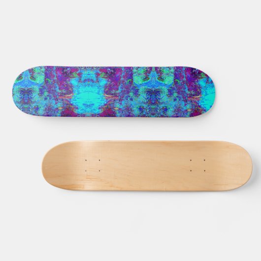 Psychedelisch Impressionistisch Blauer Garten Land Skateboard (Horizontal)