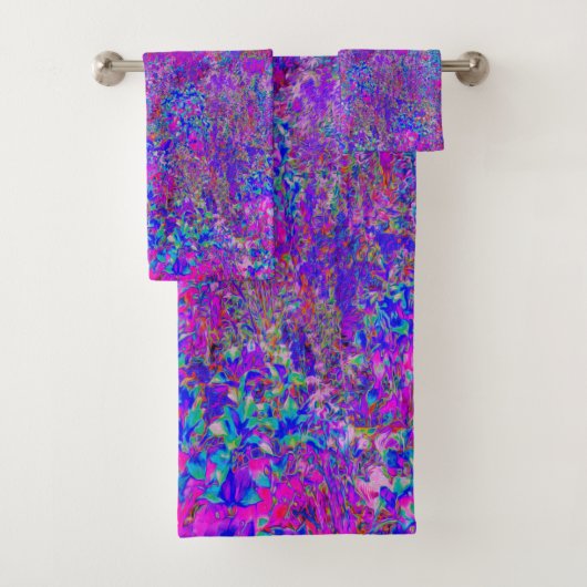 Psychedelisch Impressionistisch Lila Landschaft Badhandtuch Set (Insitu)