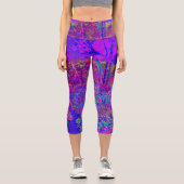 Psychedelisch Impressionistisch Lila Landschaft Capri Leggings (Vorderseite)