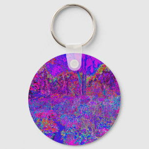 Psychedelisch Impressionistisch Lila Landschaft Schlüsselanhänger