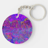 Psychedelisch Impressionistisch Lila Landschaft Schlüsselanhänger (Rückseite)