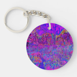 Psychedelisch Impressionistisch Lila Landschaft Schlüsselanhänger