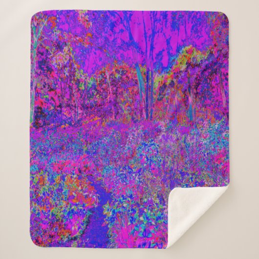 Psychedelisch Impressionistisch Lila Landschaft Sherpadecke (Vorderseite)