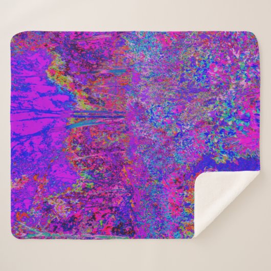 Psychedelisch Impressionistisch Lila Landschaft Sherpadecke (Vorderseite (Horizontal))