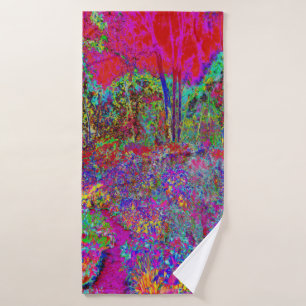 Psychedelisch-Impressionistische Gartenlandschaft Badehandtuch