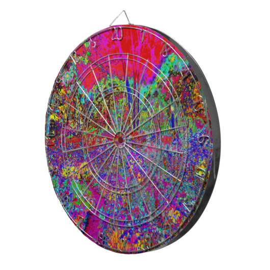 Psychedelisch-Impressionistische Gartenlandschaft Dartscheibe (Vorderseite rechts)