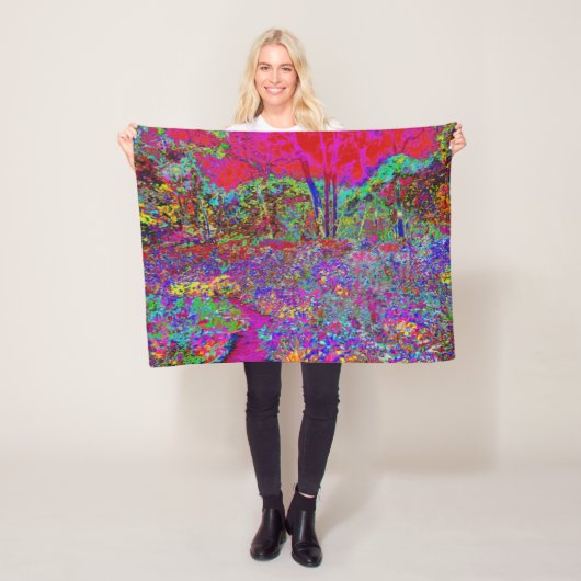 Psychedelisch-Impressionistische Gartenlandschaft Fleecedecke (Beispiel)