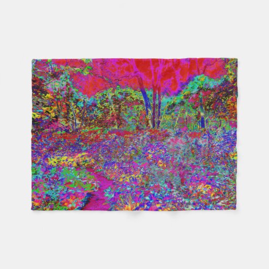 Psychedelisch-Impressionistische Gartenlandschaft Fleecedecke (Vorderseite (Horizontal))
