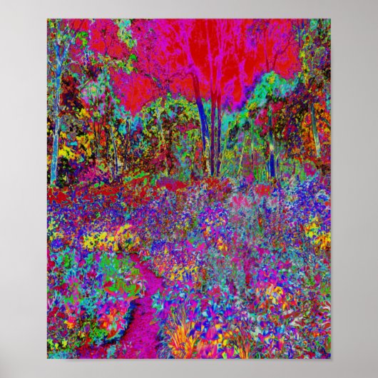 Psychedelisch-Impressionistische Gartenlandschaft Poster (Vorne)