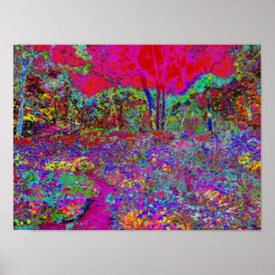 Psychedelisch-Impressionistische Gartenlandschaft Poster