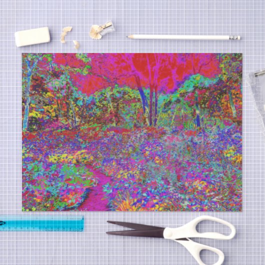 Psychedelisch-Impressionistische Gartenlandschaft Seidenpapier (Handwerk)