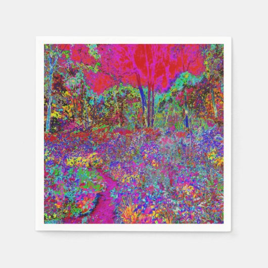 Psychedelisch-Impressionistische Gartenlandschaft Serviette (Vorderseite)