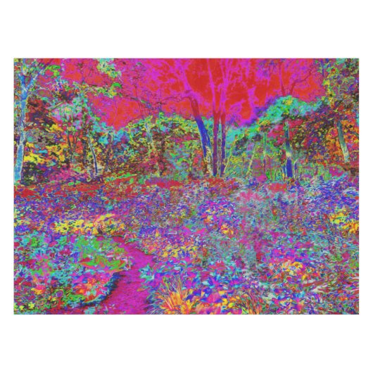 Psychedelisch-Impressionistische Gartenlandschaft Tischdecke (Vorderseite (Horizontal))