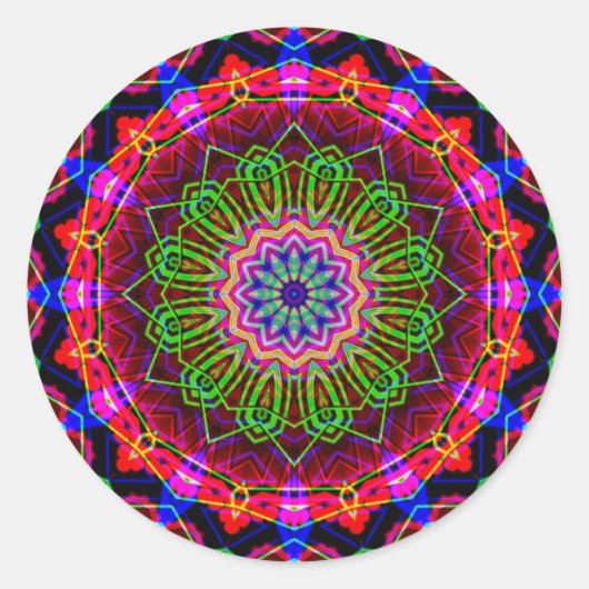 Psychedelisch Kaleidoscope Mandala Runder Aufkleber (Vorderseite)