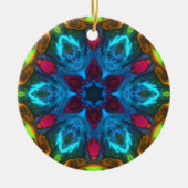 Psychedelisch Kaleidoskop Blau Rosa und Grün Keramik Ornament (Vorne)