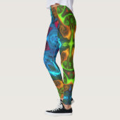 Psychedelisch Kaleidoskop Blau Rosa und Grün Leggings (Links)