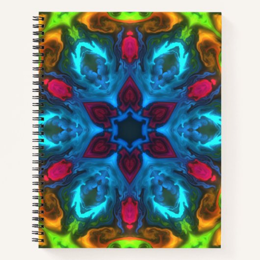 Psychedelisch Kaleidoskop Blau Rosa und Grün Notizblock (Vorderseite)