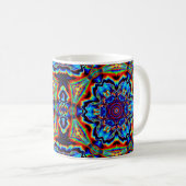 Psychedelisch Kaleidoskop Blau Rot und Grün Kaffeetasse (VorderseiteRechts)