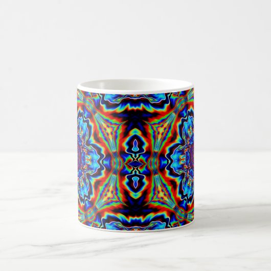 Psychedelisch Kaleidoskop Blau Rot und Grün Kaffeetasse (Mittel)