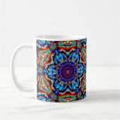 Psychedelisch Kaleidoskop Blau Rot und Grün Kaffeetasse (Links)