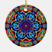 Psychedelisch Kaleidoskop Blau Rot und Grün Keramik Ornament (Vorne)