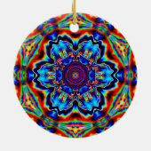 Psychedelisch Kaleidoskop Blau Rot und Grün Keramik Ornament (Hinten)