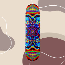 Psychedelisch Kaleidoskop Blau Rot und Grün Skateboard