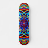 Psychedelisch Kaleidoskop Blau Rot und Grün Skateboard (Vorne)