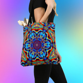 Psychedelisch Kaleidoskop Blau Rot und Grün Tasche