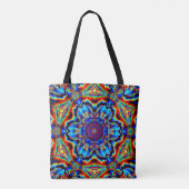 Psychedelisch Kaleidoskop Blau Rot und Grün Tasche (Rückseite)