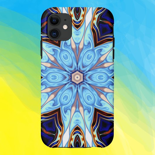 Psychedelisch Kaleidoskop Blume Blau und Orange Case-Mate iPhone Hülle