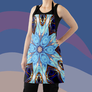 Psychedelisch Kaleidoskop Blume Blau und Orange Schürze