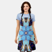Psychedelisch Kaleidoskop Blume Blau und Orange Schürze (Getragen)
