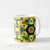 Psychedelisch Kaleidoskop Gelb Blau und Grün Kaffeetasse (VorderseiteRechts)