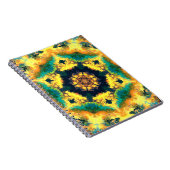 Psychedelisch Kaleidoskop Gelb Blau und Grün Notizblock (Rechte Seite)