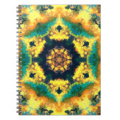 Psychedelisch Kaleidoskop Gelb Blau und Grün Notizblock (Vorderseite)