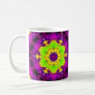 Psychedelisch Kaleidoskop Gelb und Lila Kaffeetasse