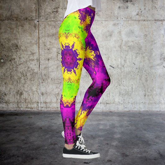 Psychedelisch Kaleidoskop Gelb und Lila Leggings