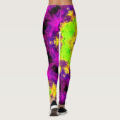 Psychedelisch Kaleidoskop Gelb und Lila Leggings (Rückseite)
